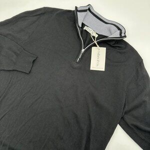 Collars & Co. Men's Cashmere Australian Merino 1/4 Zip Sweater, Size S, Black
